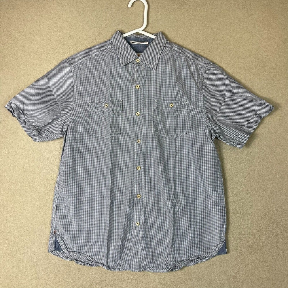 Tommy Bahama Shirt‎ Adult Medium Gray/White Short Sleeve Button Up Beach Mens